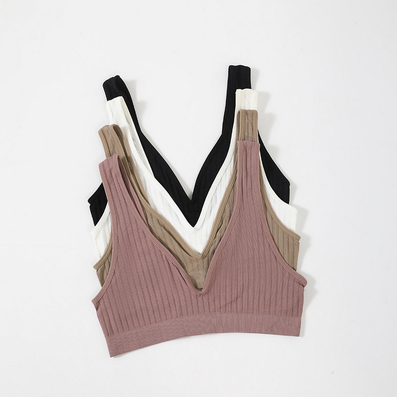 Besiūlė liemenėlė, skirta moteriškai, joga be pamušalo, moteriška liemenėlė Deep V Sexy Moteriškas apatinis trikotažas be nugaros apatinis apatinis trikotažas su apyrankėmis