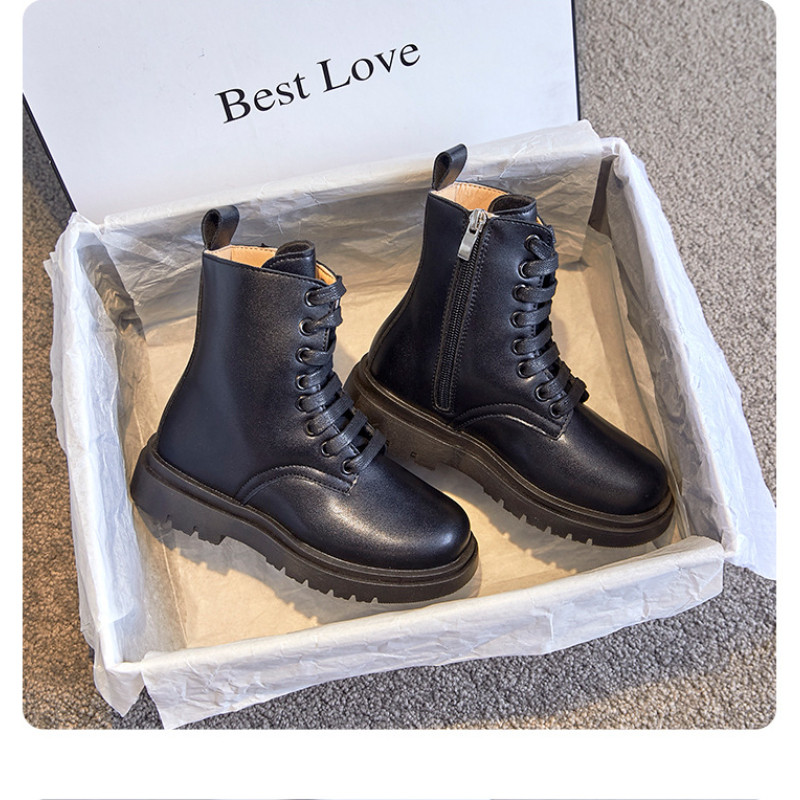 Koža za djevojčice Dugačka koža od mikrovlakana Flis Performance High Tube Modne pamučne čizme Dječje čizme za djevojčice na vezanje s okruglim prstima