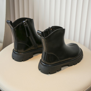 2023 Νέες μπότες μόδας για κορίτσια με φερμουάρ στο πλάι δροσερό ευέλικτο παιδικό μποτάκι που αναπνέει με άνοιξη Νέα μαύρα παιδικά παπούτσια PU
