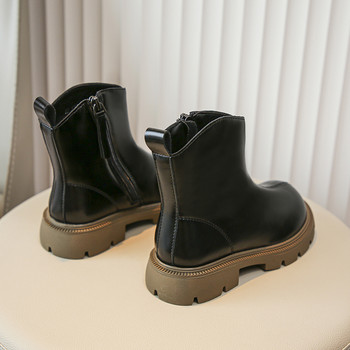 2023 Νέες μπότες μόδας για κορίτσια με φερμουάρ στο πλάι δροσερό ευέλικτο παιδικό μποτάκι που αναπνέει με άνοιξη Νέα μαύρα παιδικά παπούτσια PU