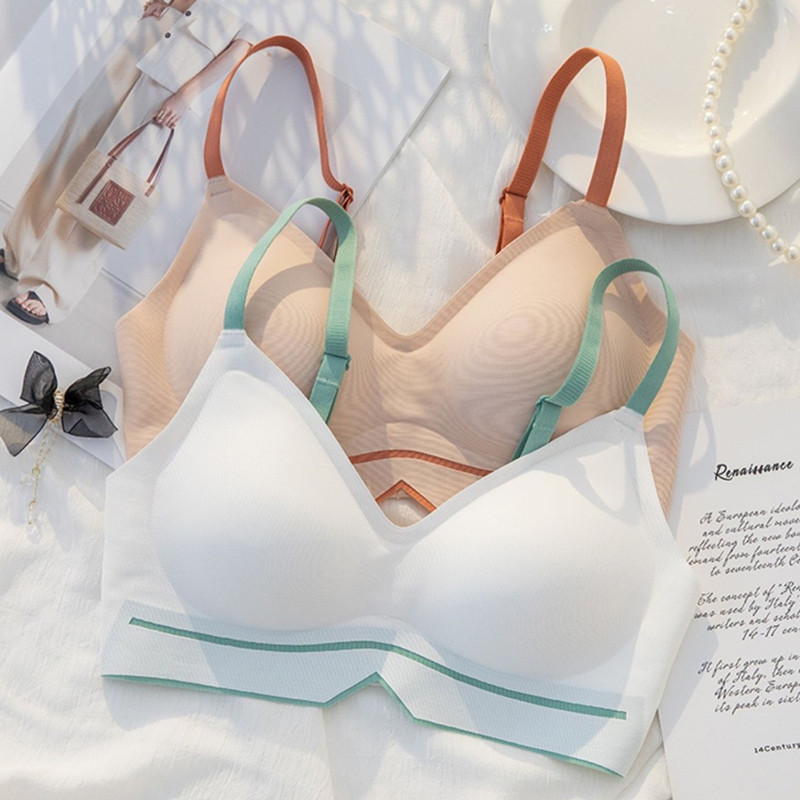 Bešavno donje rublje Ženski tanki dio bez rubova Jednodijelni kontrast boja Mali i udobni push-up grudnjak s lijepim leđima