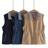 2023 m. pavasario rudens liemenė moteriška striukė Vidutinio amžiaus pagyvenusių žmonių trumpomis rankovėmis striukė Moteriškas paltas Didelio dydžio liemenė Chaleco Mujer 4XL