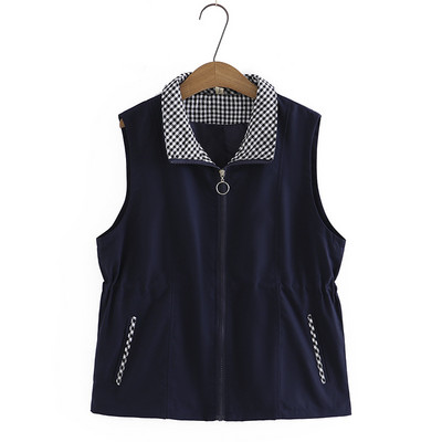 2023 m. pavasario rudens liemenė moteriška striukė Vidutinio amžiaus pagyvenusių žmonių trumpomis rankovėmis striukė Moteriškas paltas Didelio dydžio liemenė Chaleco Mujer 4XL