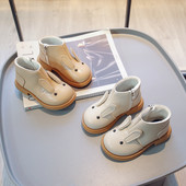 Dječje čizme za malu djecu, zimske crtiće, zec, slatke tople dječje kratke čizme, ravni patentni zatvarač 21-30, bež kaki, lijepe cipele za dječake i djevojčice