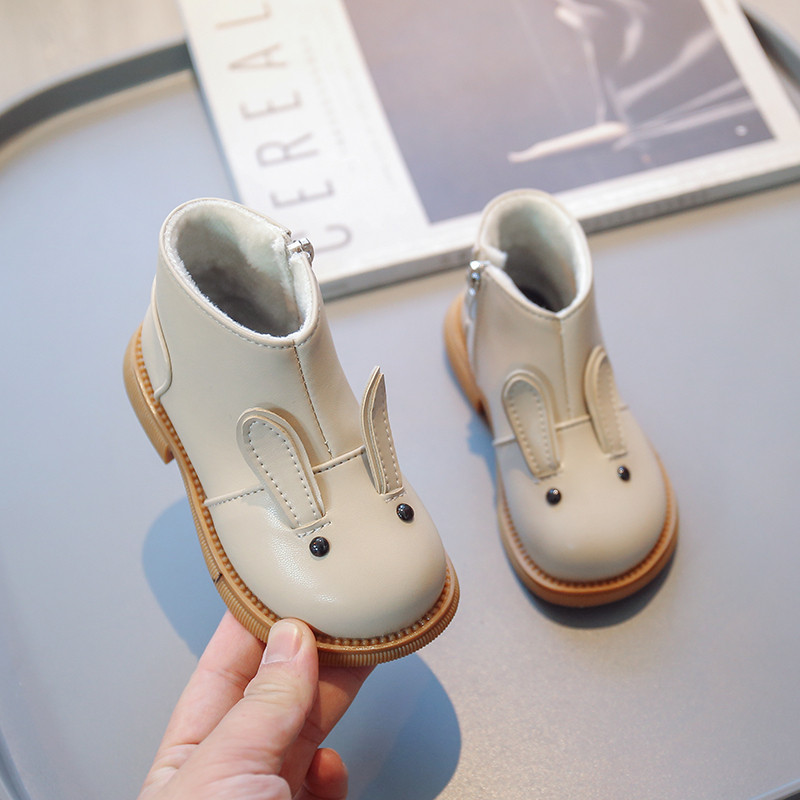 Dječje čizme za malu djecu, zimske crtiće, zec, slatke tople dječje kratke čizme, ravni patentni zatvarač 21-30, bež kaki, lijepe cipele za dječake i djevojčice