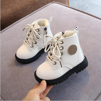 Φθινόπωρο/Χειμώνας 2023 Παιδικές μπότες για αγόρια για κορίτσια Δερμάτινες μπότες βελούδινες μόδας αδιάβροχες αντιολισθητικές ζεστές παιδικές μπότες παπούτσια 21-30