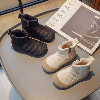 Есен Зима Детски ботуши за бебета момичета Ежедневни обувки Външни водоустойчиви детски плюшени памучни обувки Ботуши за момчета с мека подметка