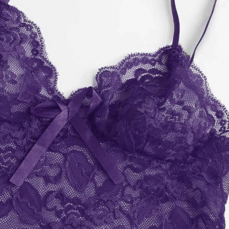 Mežģīnes Sieviešu seksīga apakšveļa Mode Ikdienas guļamveļa Camis Topi Šorti Komplekts Babydoll Pidžamas Naktsveļa Caurspīdīgs apakšveļas uzvalks