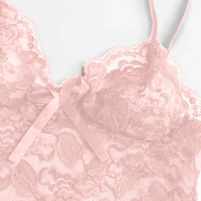 Mežģīnes Sieviešu seksīga apakšveļa Mode Ikdienas guļamveļa Camis Topi Šorti Komplekts Babydoll Pidžamas Naktsveļa Caurspīdīgs apakšveļas uzvalks