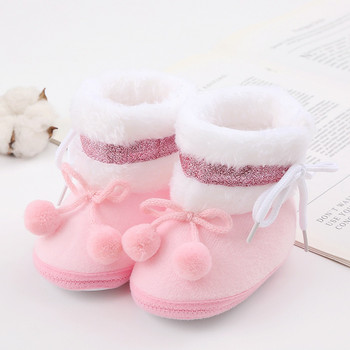 Плюшени бебешки обувки с неплъзгащи се подметки и памучна подплата - меки и сладки ботуши за сняг за малки деца 0-18 месеца