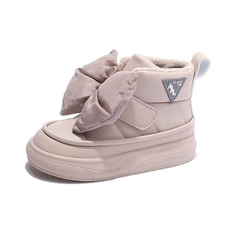 Vaikiški žiemos batai sniego batai mergaičių madingi dideli peteliškės dizainas princesiški batai vaikams šilti, tankūs medvilniniai batai su kabliuku