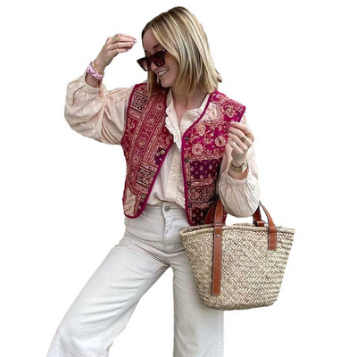 Ženski prsluk s kratkim printom bez rukava, ženski kratki prsluk s jednim kopčanjem, 2023. Modni šik, elegantne ženske majice bez rukava