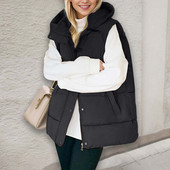 Γυναικείο βαμβακερό γιλέκο: Χαλαρή κάπα ώμου με κουκούλα για casual outdoor ντύσιμο