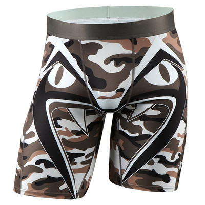 Seksualūs vyriški apatiniai kamufliažiniai spaudiniai Bokseriai Šortai vyrams Ilgi Bokseriai Drabužiai U Išgaubtas maišelis Patogus apatinis trikotažas vyrams