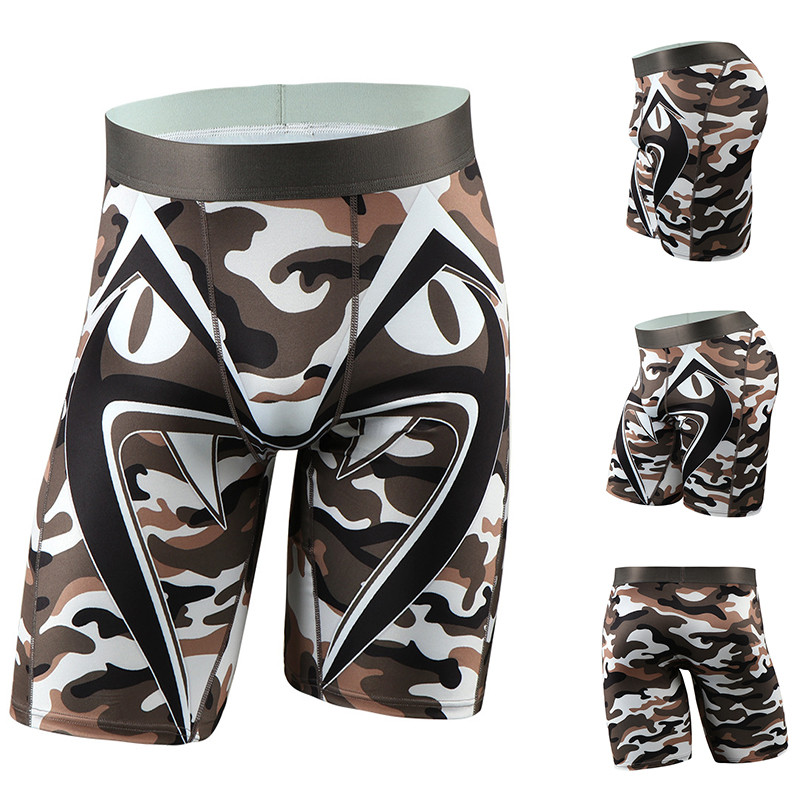 Seksualūs vyriški apatiniai kamufliažiniai spaudiniai Bokseriai Šortai vyrams Ilgi Bokseriai Drabužiai U Išgaubtas maišelis Patogus apatinis trikotažas vyrams