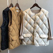 Vestă de toamnă iarnă groasă, caldă, ușoare, decolteu, lejer, fără mâneci, cu un singur piept, îmbrăcăminte de stradă, vestă de îmbrăcăminte