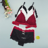Sutien Chiloți Set Chiloți Sexy Dantela Lenjerie Femeie Lenjerie Push Up Subțire 1/2 Cupe Triunghi Bralette Slip Hollow Out Comert cu ridicata