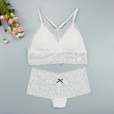 Sutien Chiloți Set Chiloți Sexy Dantela Lenjerie Femeie Lenjerie Push Up Subțire 1/2 Cupe Triunghi Bralette Slip Hollow Out Comert cu ridicata
