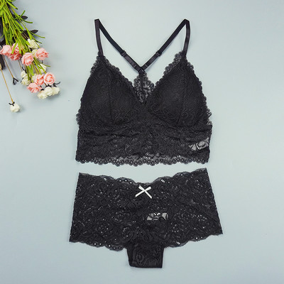 Sutien Chiloți Set Chiloți Sexy Dantela Lenjerie Femeie Lenjerie Push Up Subțire 1/2 Cupe Triunghi Bralette Slip Hollow Out Comert cu ridicata
