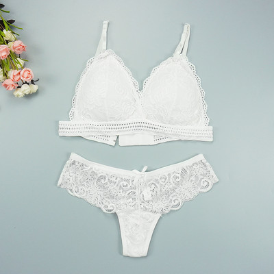 Sutien Chiloți Set Chiloți Sexy Dantela Lenjerie Femeie Lenjerie Push Up Subțire 1/2 Cupe Triunghi Bralette Slip Hollow Out Comert cu ridicata