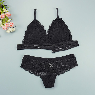 Sutien Chiloți Set Chiloți Sexy Dantela Lenjerie Femeie Lenjerie Push Up Subțire 1/2 Cupe Triunghi Bralette Slip Hollow Out Comert cu ridicata