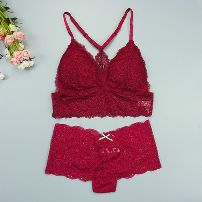 Sutien Chiloți Set Chiloți Sexy Dantela Lenjerie Femeie Lenjerie Push Up Subțire 1/2 Cupe Triunghi Bralette Slip Hollow Out Comert cu ridicata