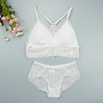 Sutien Chiloți Set Chiloți Sexy Dantela Lenjerie Femeie Lenjerie Push Up Subțire 1/2 Cupe Triunghi Bralette Slip Hollow Out Comert cu ridicata