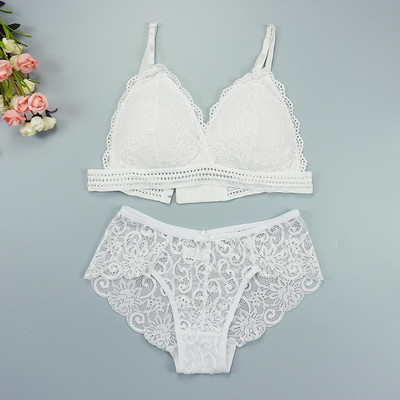 Sutien Chiloți Set Chiloți Sexy Dantela Lenjerie Femeie Lenjerie Push Up Subțire 1/2 Cupe Triunghi Bralette Slip Hollow Out Comert cu ridicata