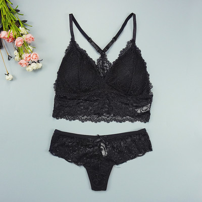 Sutien Chiloți Set Chiloți Sexy Dantela Lenjerie Femeie Lenjerie Push Up Subțire 1/2 Cupe Triunghi Bralette Slip Hollow Out Comert cu ridicata