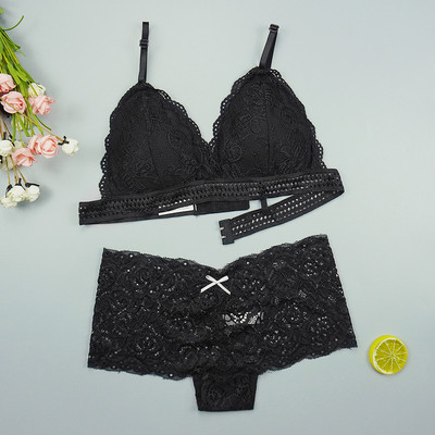 Sutien Chiloți Set Chiloți Sexy Dantela Lenjerie Femeie Lenjerie Push Up Subțire 1/2 Cupe Triunghi Bralette Slip Hollow Out Comert cu ridicata
