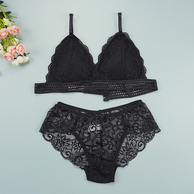 Sutien Chiloți Set Chiloți Sexy Dantela Lenjerie Femeie Lenjerie Push Up Subțire 1/2 Cupe Triunghi Bralette Slip Hollow Out Comert cu ridicata