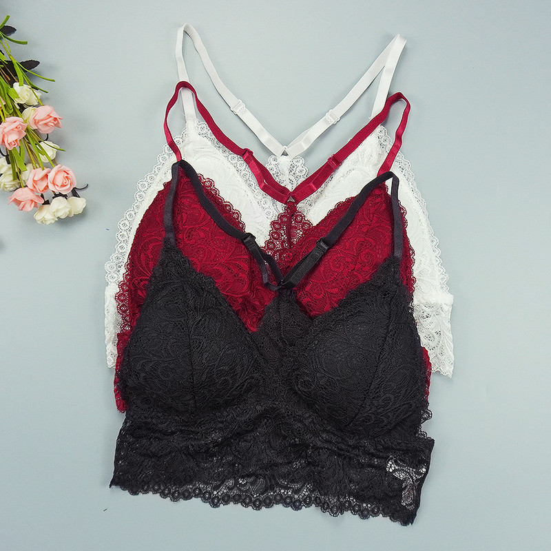 Grudnjak Komplet gaćica Seksi gaćice Čipkasto donje rublje Žensko donje rublje Push Up Tanke 1/2 trokutaste košarice Bralette Izdubljene gaćice Veleprodaja