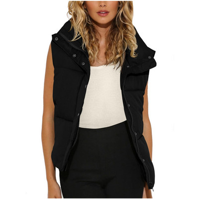 Naujas šiltas rudens žiemos moteriškas trumpas liemenės paltas, kišenės, laisvalaikio madinga striukė be rankovių, tvirta liemenė moterims