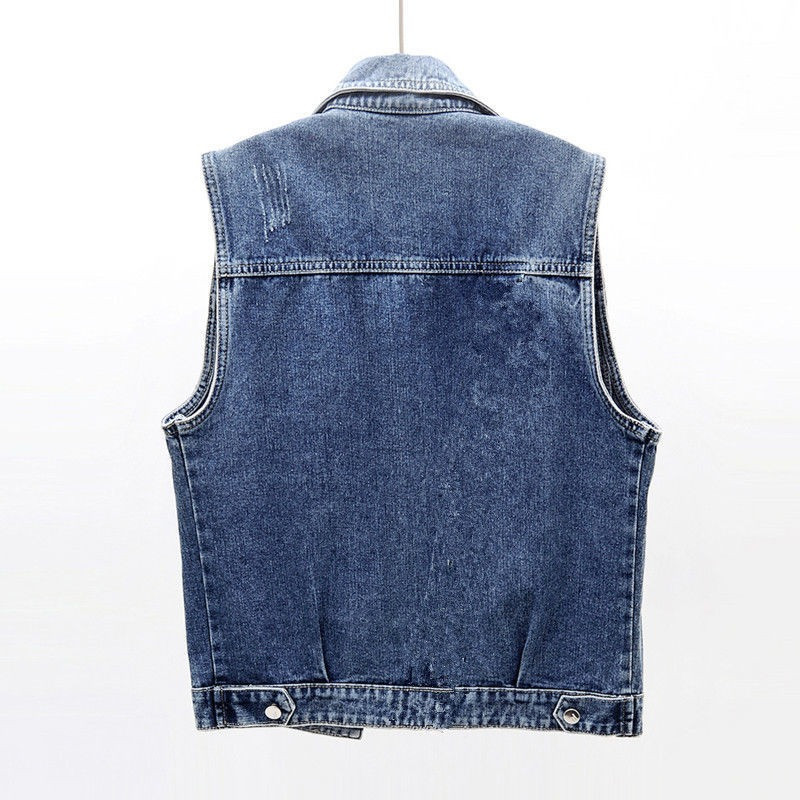 Primăvară/vară, noua modă, vestă albastră din blugi, top fără mâneci, ocazional, haină scurtă, tendință 2023, toamnă, blugi, vestă, vestă