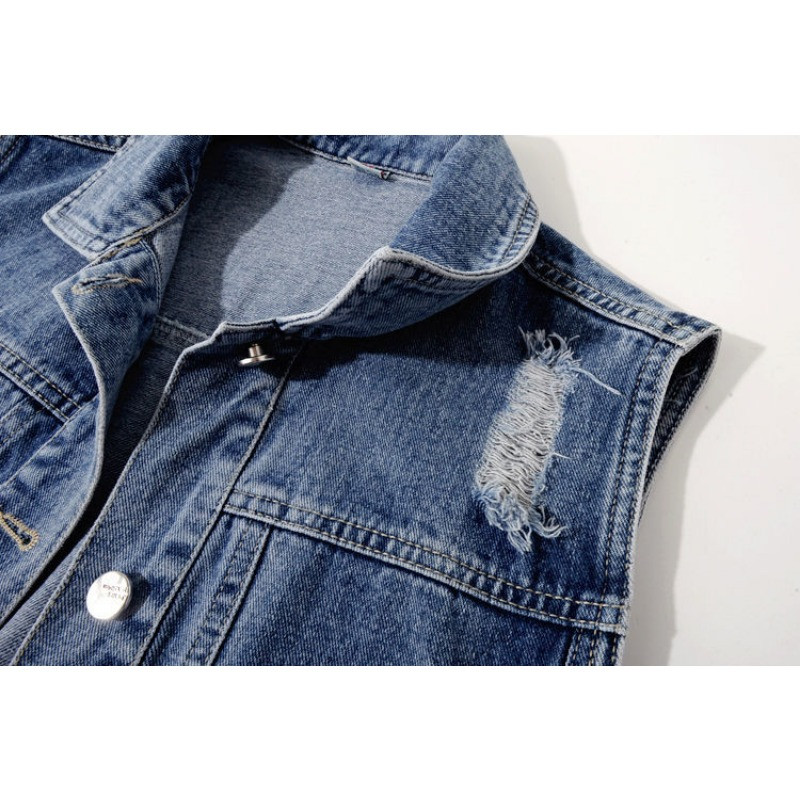 Primăvară/vară, noua modă, vestă albastră din blugi, top fără mâneci, ocazional, haină scurtă, tendință 2023, toamnă, blugi, vestă, vestă
