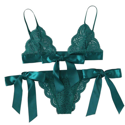 Seksi čipkani komplet donjeg rublja Senzualne žene Izdubljeni prozirni ženski komplet erotskog donjeg rublja Porno grudnjak Seks gaćice s uzicom Donje rublje