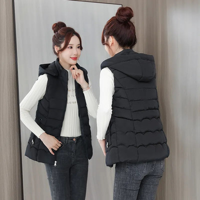 Zimska jakna Topli pamučni ženski prsluk Nova modna kratka jakna s kapuljačom Prsluk Ženska snježna odjeća Kaput Parka Jakna bez rukava