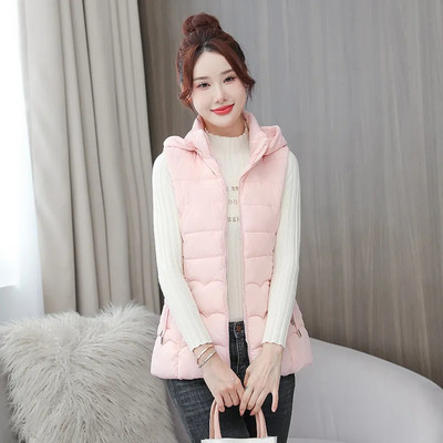 Zimska jakna Topli pamučni ženski prsluk Nova modna kratka jakna s kapuljačom Prsluk Ženska snježna odjeća Kaput Parka Jakna bez rukava