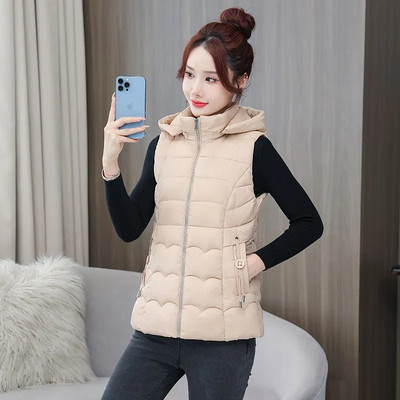 Zimska jakna Topli pamučni ženski prsluk Nova modna kratka jakna s kapuljačom Prsluk Ženska snježna odjeća Kaput Parka Jakna bez rukava