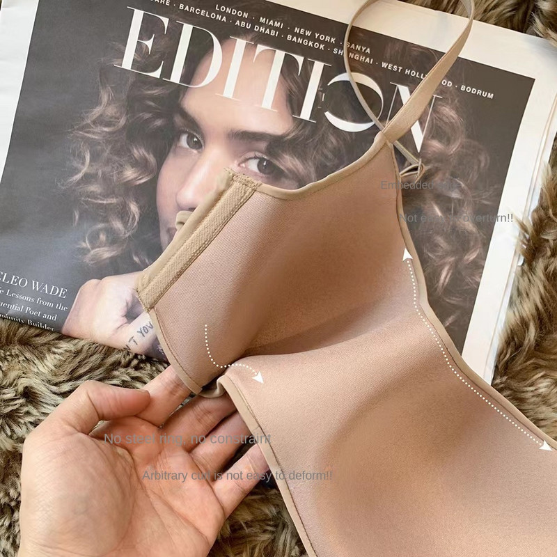 Cupă subțire Lenjerie de corp dintr-o singură bucată, fără cusături, sâni mici pentru femei, adunați în partea de sus pentru a susține confortul rezistent la lasare și fără oțel