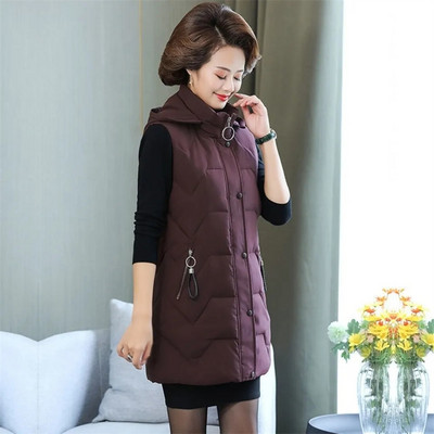 Ženski donji pamučni prsluk Zimska jakna bez rukava Parker s kapuljačom Ženski prsluk Topli srednje dugi kaput Oversize 5XL 6XL Chaleco Mujer