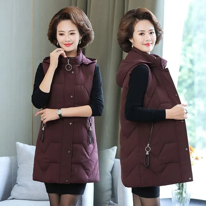 Ženski donji pamučni prsluk Zimska jakna bez rukava Parker s kapuljačom Ženski prsluk Topli srednje dugi kaput Oversize 5XL 6XL Chaleco Mujer