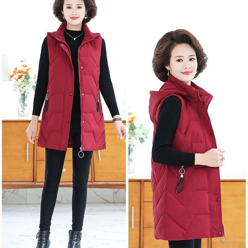 Ženski donji pamučni prsluk Zimska jakna bez rukava Parker s kapuljačom Ženski prsluk Topli srednje dugi kaput Oversize 5XL 6XL Chaleco Mujer