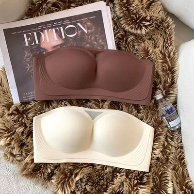 Sutien fără bretele anti-alunecare, stil bandeau, într-o singură piesă invizibil, nuntă fără bretele de vară fără urme sutien push-up sexy cu sâni mici