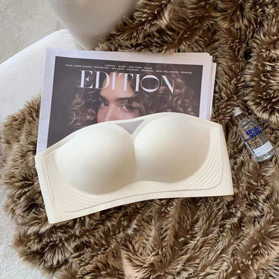 Sutien fără bretele anti-alunecare, stil bandeau, într-o singură piesă invizibil, nuntă fără bretele de vară fără urme sutien push-up sexy cu sâni mici