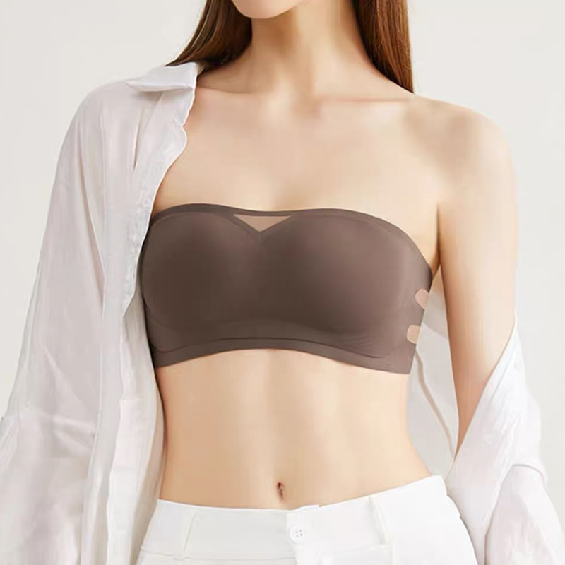 Sutien fără bretele anti-alunecare, stil bandeau, într-o singură piesă invizibil, nuntă fără bretele de vară fără urme sutien push-up sexy cu sâni mici