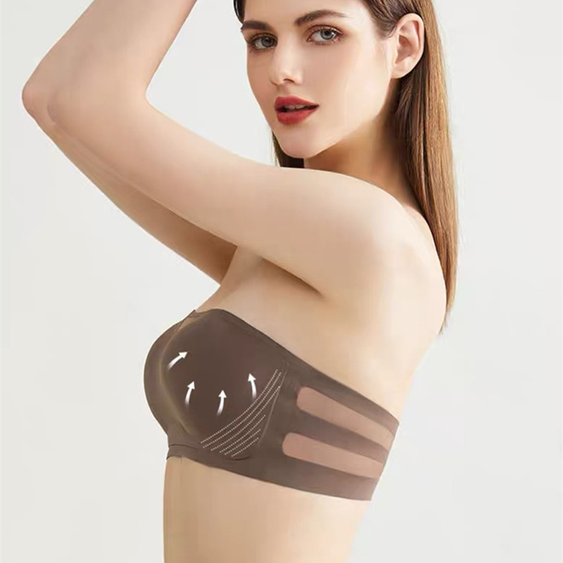 Sutien fără bretele anti-alunecare, stil bandeau, într-o singură piesă invizibil, nuntă fără bretele de vară fără urme sutien push-up sexy cu sâni mici