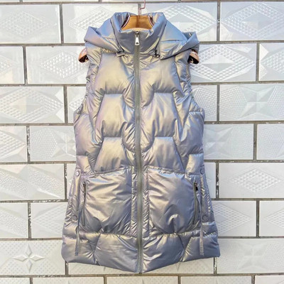 2022. Nova ženska pamučna prsluk jesen-zima Elegantni ženski prsluk Sjajni debeli topli prsluk s kapuljačom Chaleco Mujer 4XL