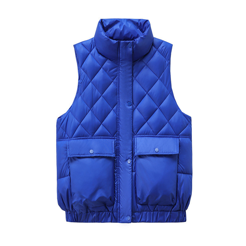 Φθινοπωρινό Χειμώνα Γυναικείο Βαμβακερό Γιλέκο Βάση γιακά Τσέπη Αμάνικο Μπουφάν Γυναικείο Ζεστό Πουφερ Γιλέκο Γυναικείο Πανωφόρι