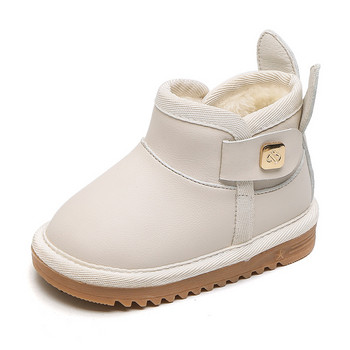 2022 Нови зимни ботуши за сняг с нехлъзгаща се мека подметка Детски памучни обувки плюс дебели топли сладки заешки уши Бели ботуши за момиче